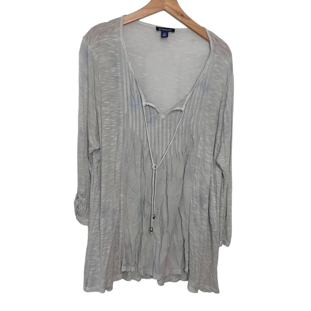 Bandolino Light Gray Women's Top, 3/4 sleeve, XXL